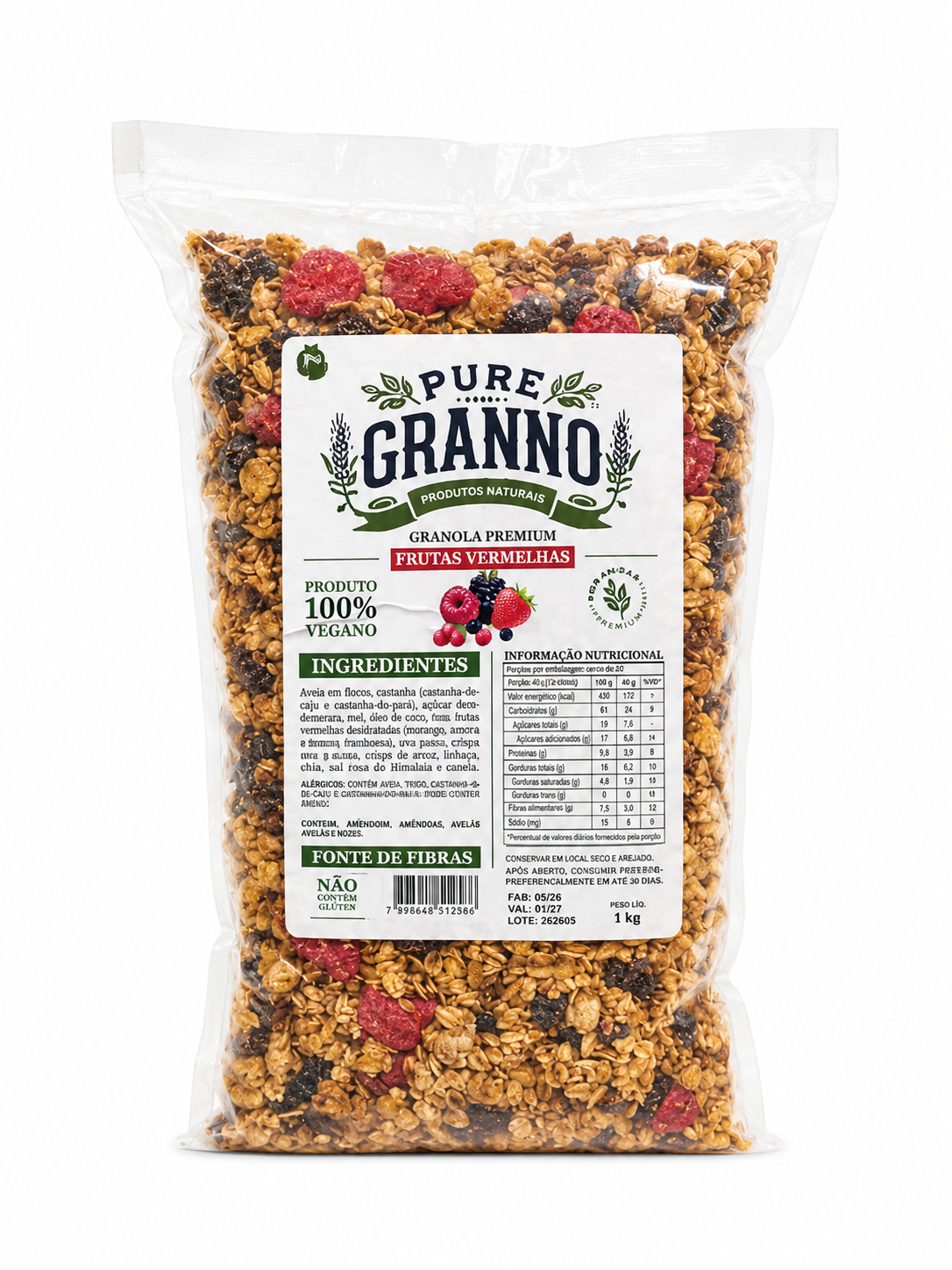 Granola Premium Frutas Vermelhas — Pure Granno